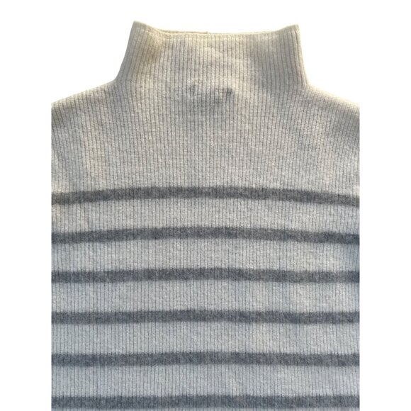 Forte Cashmere Women's XL 100% Cashmere Neutral Stripe Turtleneck Sweater - Picture 11 of 13